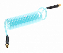 Шланг витой полиуретановый ER-AHC-48A: 6.5 х 10мм х 5м с резьбовыми наконечниками 1/4"(для воздуха) 